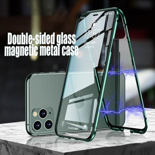 Magnetic Attraction Case For iPhone 12 X Xr Xs Max 6 s 7 8 Plus Shockproof Case For iPhone 11 Pro Max Tempered Glass front Cover