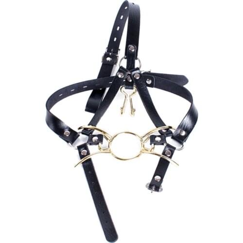 Metal Spider Ring Gag with Head Slave Harness Nose Hook Flirting Mouth Gags Sex Diameter 38mm 39mm
