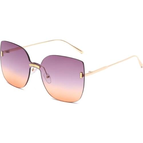 Fashion Rimless Sunglasses Women Oversized Metal Sunglasses Luxury Cat Eye Sunglasses Eyewear UV400 Shades gafas de sol