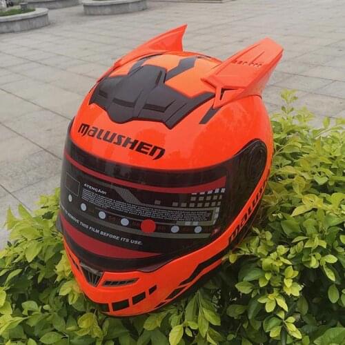 Malushen Brand Orange Color Motorcycle Helmet Casco Motocross Flip Up Helmet In Four Seasons Full Face Knight Helmet