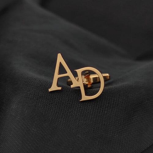 Dainty Personalized Custom Made 2 Initials Nameplate Charm Letter Cufflinks Stainless Steel Twins Cuff Jewelry Men Suit Gift