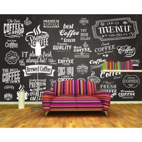 Papel de parede Blackboard coffee letters decoration background 3d wallpaper mural,living room kitchen wall papers home decor