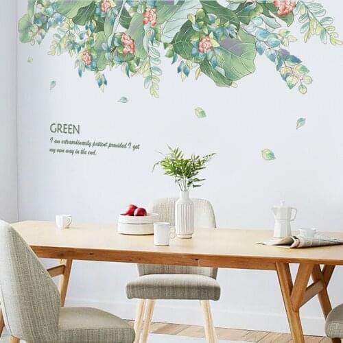 Nordic Plant Wall Stickers Kids Room Living Room Bedroom Decoration Sofa Backdrop Decal Self Adhesive Wallpaper
