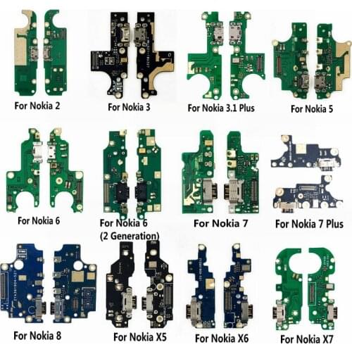 New USB Charging Charger Dock Port Board With Microphone Mic Flex Cable For Nokia 3 2 2.1 5 6 7 Plus 7Plus 8 X5 X6 X7