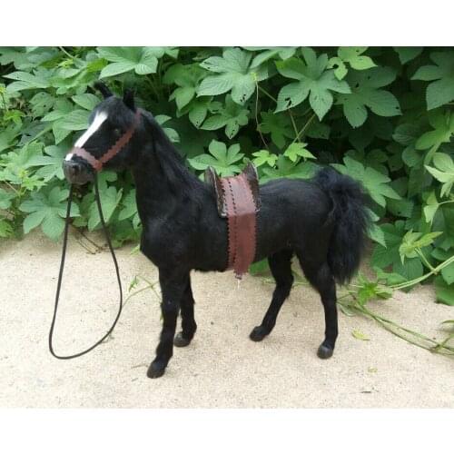 New creative simulation 1:6 war horse toy polyethylene&furs black blood horse gift about 36x34cm 1959