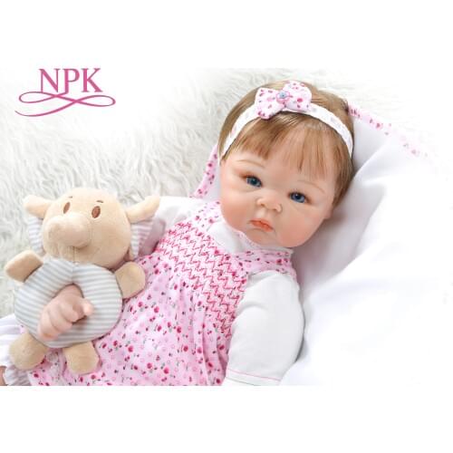 NPK 55CM 0-3Month real baby bebe realitic reborn baby doll lifelike soft silicone baby girl doll weighted body rooted hair
