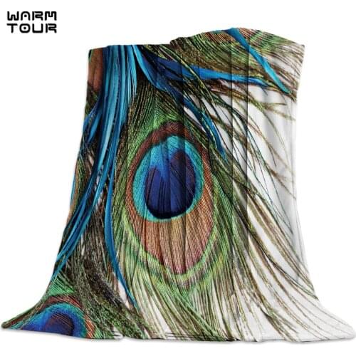 Peacock Feather 3D Painting Art Printed Nap Blanket Soft Comfortable Velvet Plush 3D Blankets Warm Sofa Bed Sheets