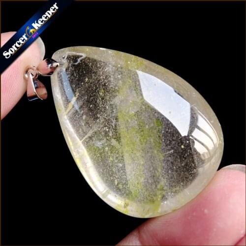 Genuine Natural Gold Rutilated Quartz Crystal Cabochon Setting Necklace Pendant Stone Beads for DIY Jewelry Making SS787