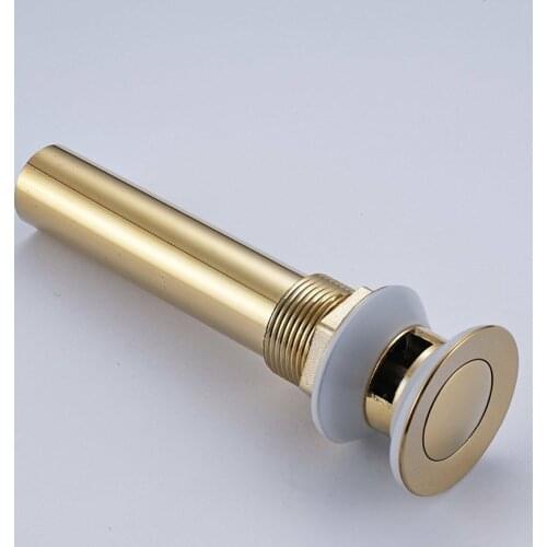 Polished Gold Finish Brass Bathroom Basin Sink Pop Up Drain Brass with Overflow Vanity Sink Waste Drainer KD1017
