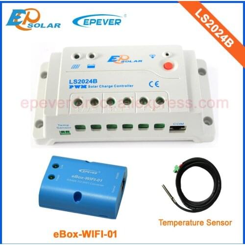 LS2024B PWM Solar battery regulator 20A 12V 24V auto Switch solar controller with temperature sensor and wifi BOX