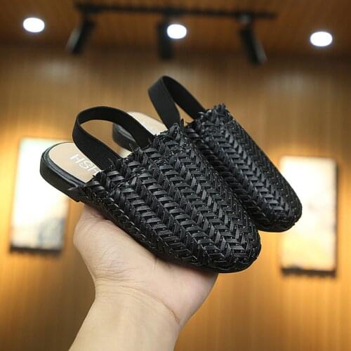 Retro Weave Slippers Toddler Kids Children Sandals Baby Girls Boys Summer Casual Shoes Non-slip Flat Bottom Flip Flop Slippers