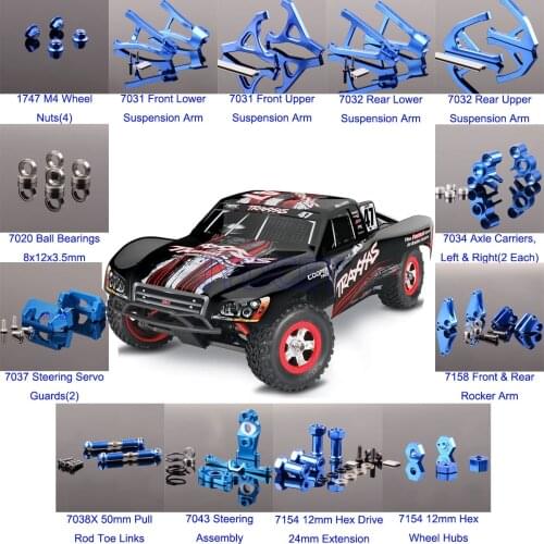 Blue Aluminum Axle Carriers Rocker Arm Bearings 1747 7031 7032 7034 7037 7043 7154 7158 For RC Traxxas 1/16 Slash 4x4 70054-1