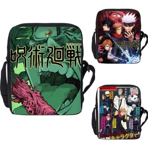3D Print Japan Anime Jujutsu Kaisen Handbags Women Makeup Bag Children Men Zipper Back Pack Crossbody Bags Teenage Shoulder Bag