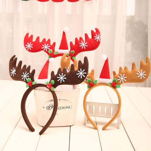 Decoration Velvet Antler Christmas Hat Hoop Christmas Headband Buckle Adult Childrens Party Supplies