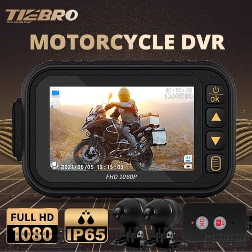 TIEBRO 3" Screen Full Body Waterproof Motorcycle DVR Dash Cam Moto Recorder 1080P+720P Front & Rear view Motorcycle Camera Box
