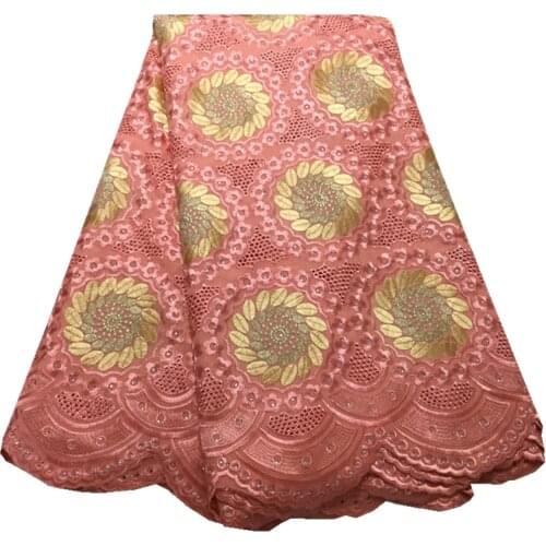 High Quality African Nigerian Lace Fabric Wedding Party Dress Swiss 100% Cotton Fabric Embroidered 2.5 Yards PL-120