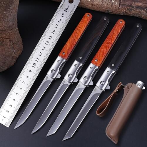 High Quality Japanese Ball Bearing Fold Knife Pocket Solid Wood Folding Blade Knife Camping Hunting Knife Slicing Fruit Knives