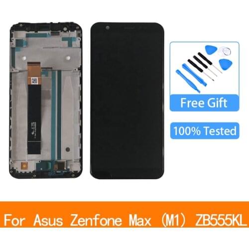 For Asus Zenfone Max (M1) ZB555KL LCD screen assembly with front case touch glass, X00PD LCD Display original Black