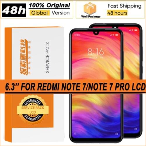 100% Original 6.3" IPS Display with frame for XiaoMi Redmi Note 7 Note 7 Pro LCD Touch Screen Digitizer Assembly Repair Parts