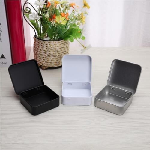 100 PCS Mini Metal Tins Container Square Hinged Flip Storage Tin Box Small Kit Case Jewelry Coin Candy Condom Organizer Portable