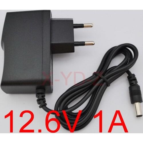 100PCS High quality 12.6V 1000mA 1A 5.5mmx 2.1mm Universal AC DC Power Supply Adapter Wall Charger EU For lithium battery