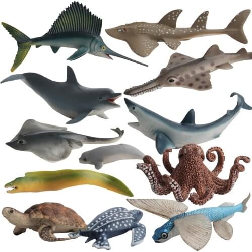 12 Kidns Soft Rubber Toys Simulation Shark Marine Animal Figure Collectible Toys Ocean Animal Action Figures Kids