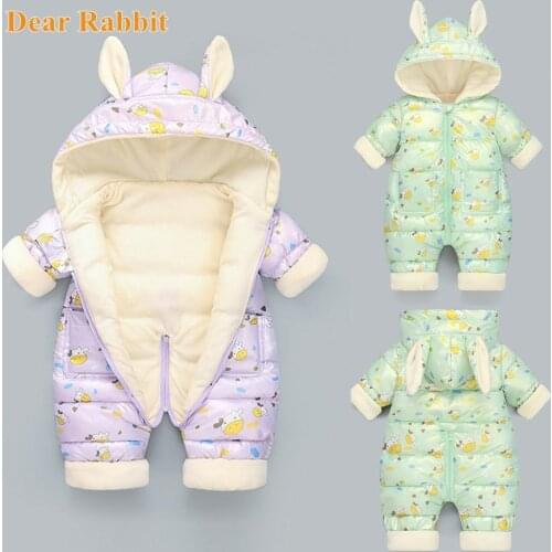 2021 Baby clothes Winter Snowsuit Plus Velvet Thick Baby Boys Jumpsuit 0-3 Years Newborn Romper Baby Girls Overalls Toddler Coat