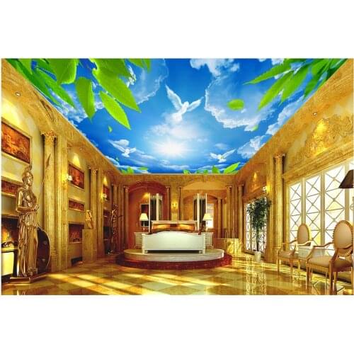 3D mural designs blue sky ceiling murals pigeons papel parede mural wallpaper ceilings Home Decoration