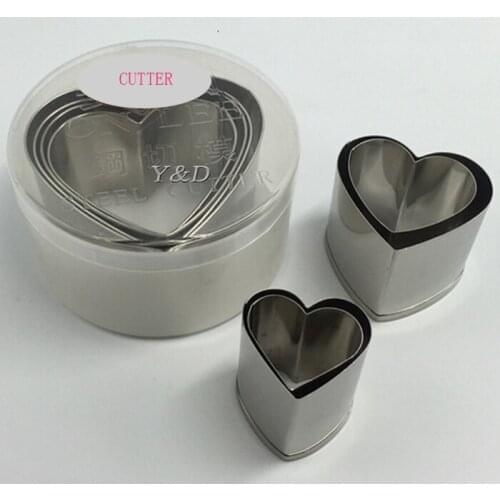 8 pcs Stainless Steel Heart Shape Dumplings Cutter Set Cutting Mould Cake Cookie Pastry Tools Molds Thick Round Mousse Ring