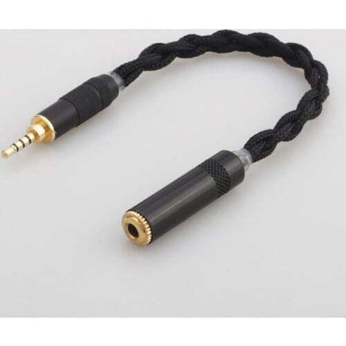 Audiocrast Pure Silver 10CM 2.5mm TRRS Balanced Male to 3.5mm Stereo Female Earphone Audio Adapter Cable