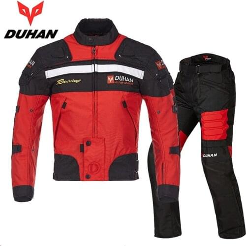 Free shipping 1set Windproof Warm Motorcycle Racing Suit Protective Gear Armor Motorcycle Jacket and Pants With 7pcs pads