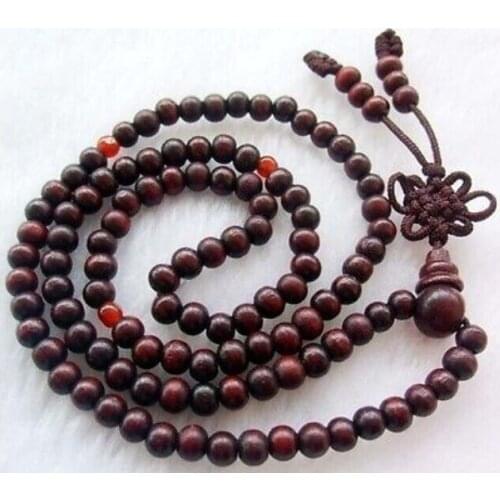 FREE SHIPPING>>>@@ Free shopping! Wholesale Cheap 8mm Tibetan Buddhist 108 wood Prayer Bead Mala Necklace