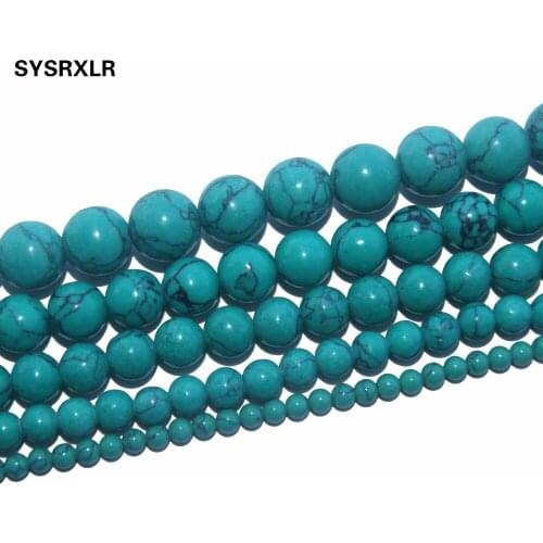 Free Shipping Green Synthesis Turquoises Stone Round Beads For Jewelry Making DIY Bracelet Necklace Material 4 6 8 10 12 MM