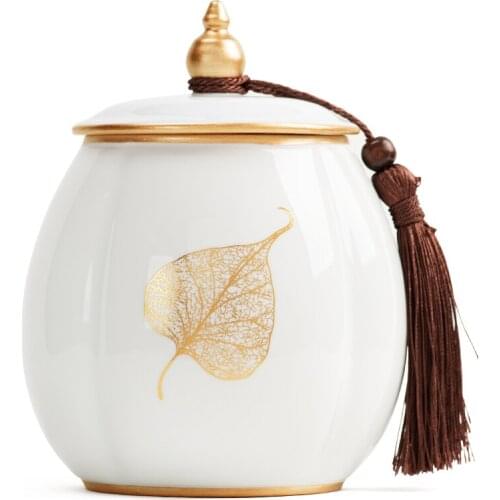 Large Ceramic Tea Caddies Storage Box Handmade Seal Luxury Coffee Sugar Container Tea Caddies Home Caja De Te Teaware DG50TC