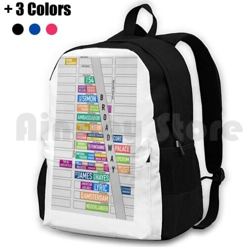 Broadway Theaters Map-New York City ( Straight ) Outdoor Hiking Backpack Riding Climbing Sports Bag Broadway Theater Theatre
