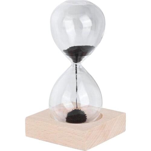 Household Desktop Magnetic Glass Sand Clock Hourglass Timer with Base Decoration Ornament DIY Beads Round Hole Beads Sand Decor