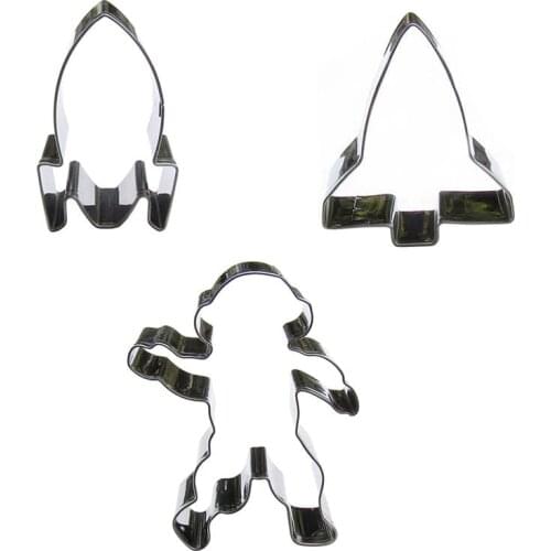 Astronaut,Small rocket,Space shuttle shape 3 piece cookie cutting molds, baking tools, cake decorating soft candy tools