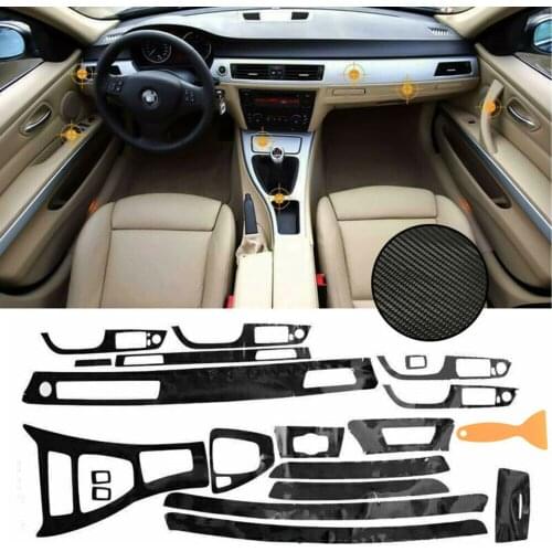 Car Interior Glossy Carbon Fiber Wrap Trim For BMW 3 Series E90 2005-13 5D Interior Glossy Carbon Fiber Wrap Trim Decal HOT