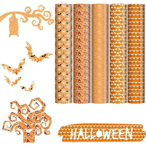 Halloween Pumpkin Ghost Spider Skull Vinyl Glitter Iron-on Vinyl Fall Pattern Heat Transfer Vinyl Buffalo Plaid Htv