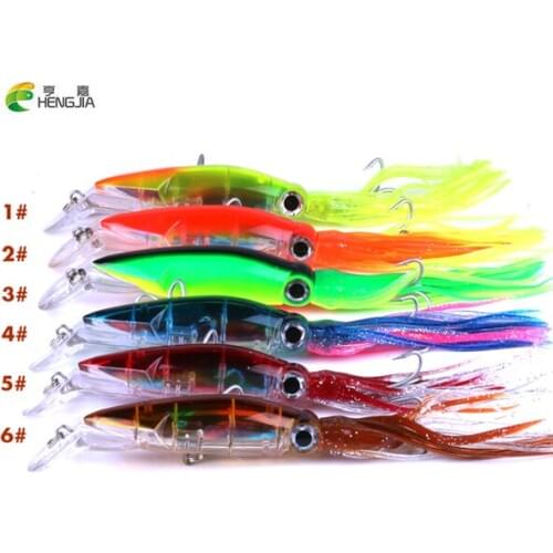 HENGJIA 6Pcs/Lot 6 Color Crank swings Swimming Octopus Squid Bait 14cm 42g Artificial hard bait tuna Favorite tools lure