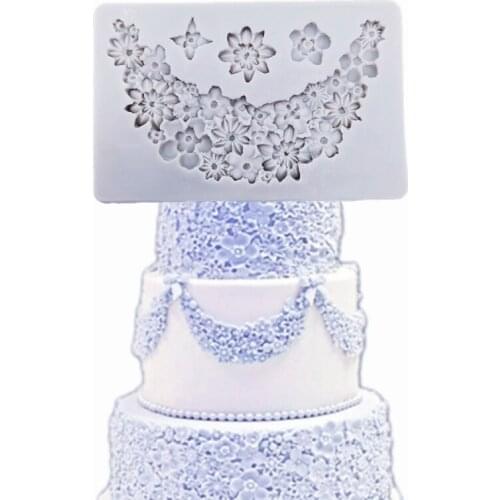 KLM new small floral lace silicone mold clay tool cake decoration tool fondant chocolate tool sugar flower embossed mat tool