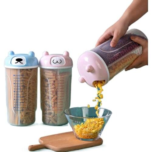 1500-2500Ml Cute Bear Shape with Scale Kitchen Storage Jar 3-Grid Storage Box Snack Pasta Coffee Beans Nuts Food Tank