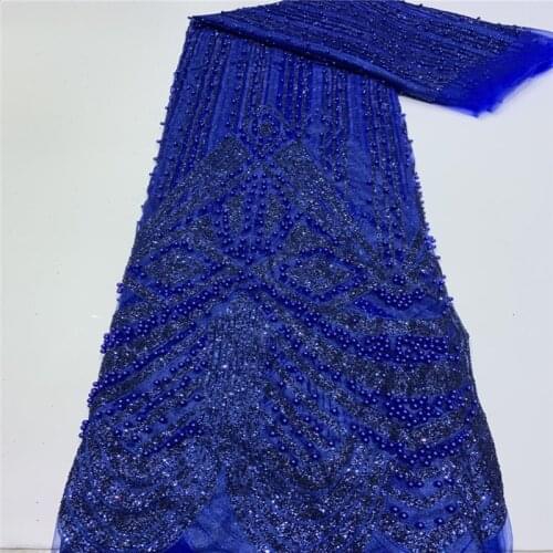 Latest French Nigerian beads/sequins Laces Fabric 2020 High Quality Tulle African Laces Fabric Wedding African French Tulle Lace