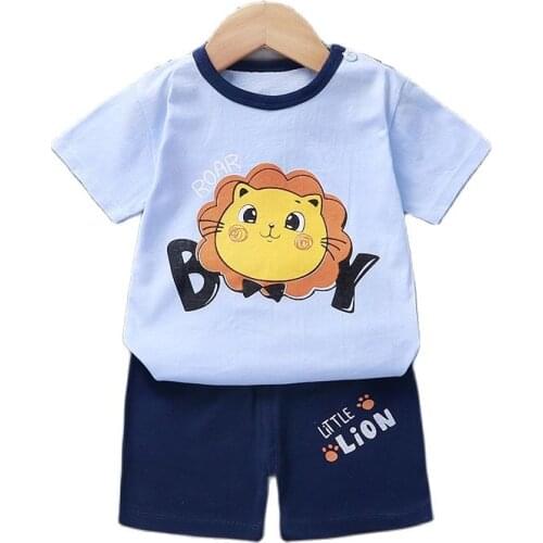 Baby Girls Summer Pajamas Boys Toddler 2 Pieces Set Short Sleeve Cotton T-shirt Pants Pyjama Kids Sleepwear Childrens Clothing