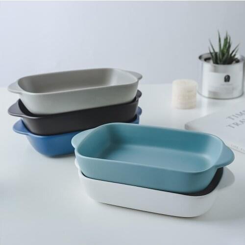 Small Ceramics Rectangular Baking Dishes with Handle for Oven Ceramic Baking Pan Lasagna Casserole Pan Individual Bakeware