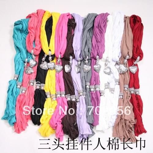 Fashion lady pendants scarf jewelry scarf with jewellery Neck scarves #2741