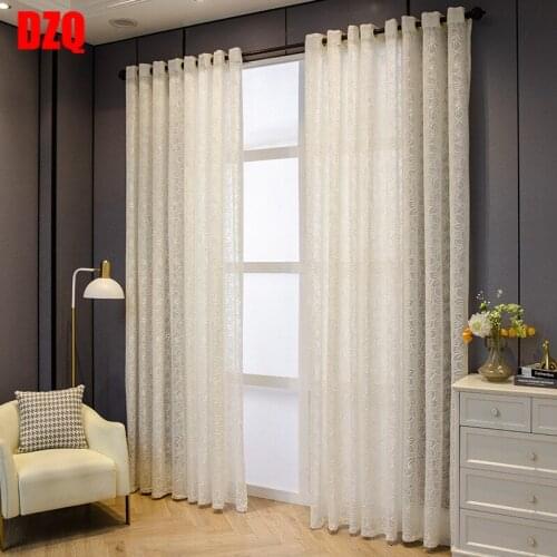 White Cherry Blossom Embossed Curtains Translucent All-match Curtain Be Customized Curtains for Living Dining Room Bedroom