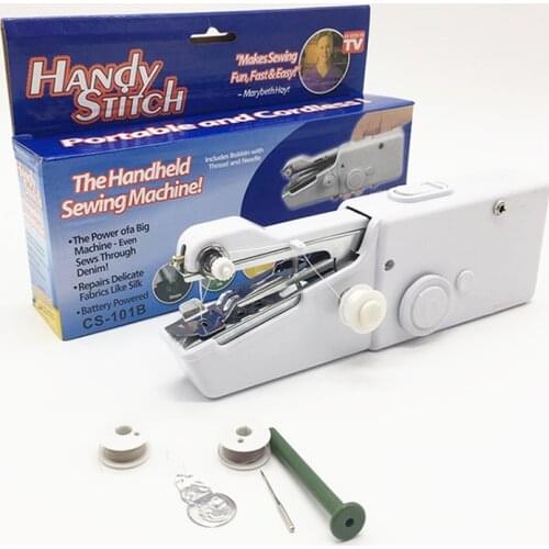 Hand Sewing Portable Mini Machine Quick Handy Stitch Sew Needlework Cordless Clothes Fabrics Household Electric Sewing Machine