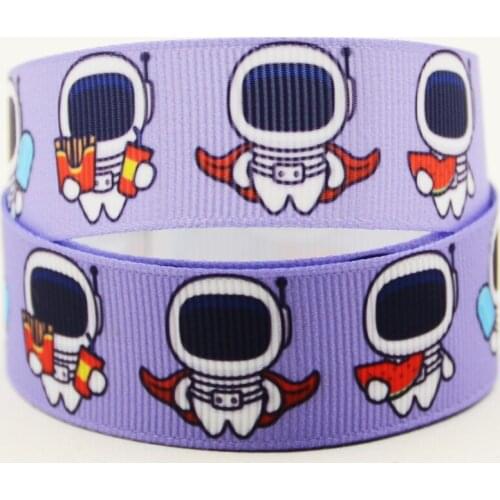 22mm 25mm 38mm 75mm Spaceman cartoon printed Grosgrain Ribbon party decoration 10 Yards X-04445