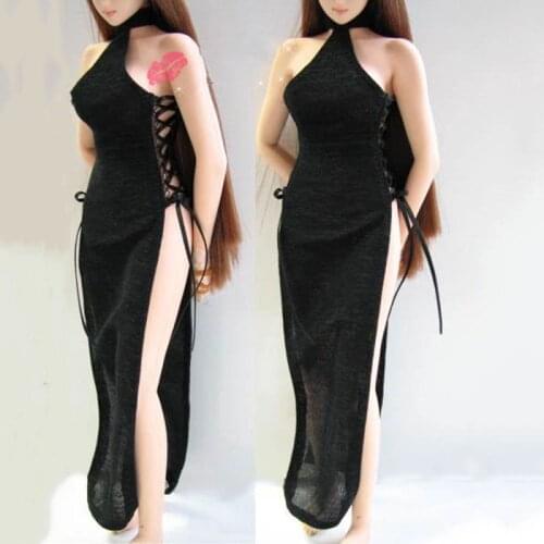 1/6 Scale Sexy Female Figure Accessory Tie Dress Bodycon Bandage Midi Tank Long Cheongsam Clothes Model for 12 inches Body